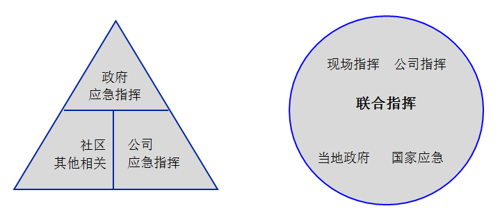 政府主导型指挥和联合指挥型应急组织结构